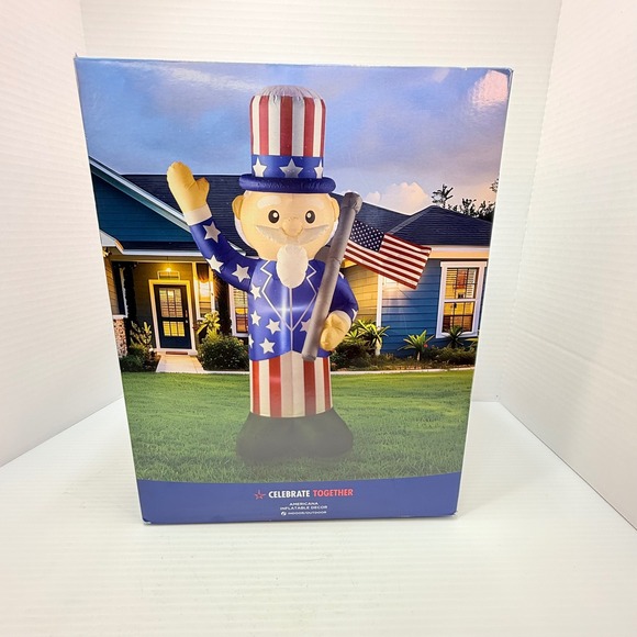 Celebrate Together 10ft Americana Uncle Sam Inflatable‎ Yard Decor LED & Blower - Picture 1 of 8